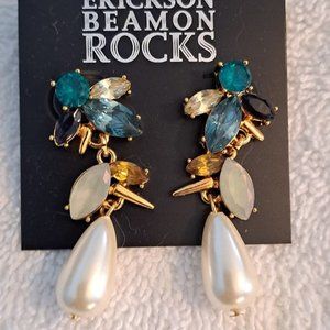 Erickson Beamon Rocks Blues w/ Pearl gold earrings